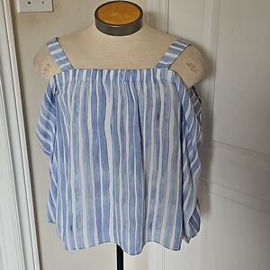 Vince Camuto Women's Stripped Cold Shoulder Top Blue/ White XS